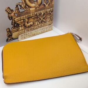 Yellow Travel Bag with Smooth Faux Leather Finish